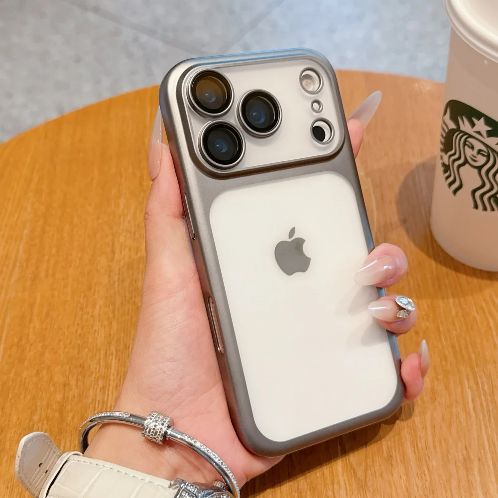 Electroplating Matte Case with Large Window and Lens Film - Ultra Thin Transparent Hard Cover