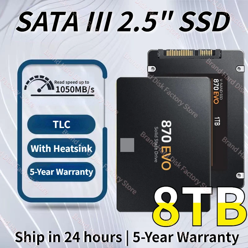 

2024 Original 870 EVO SSD 4TB 2TB 512GB Internal Solid State Disk HDD Hard Drive 1TB 8TB SATA 3 2.5inch for Laptop Computer PS5