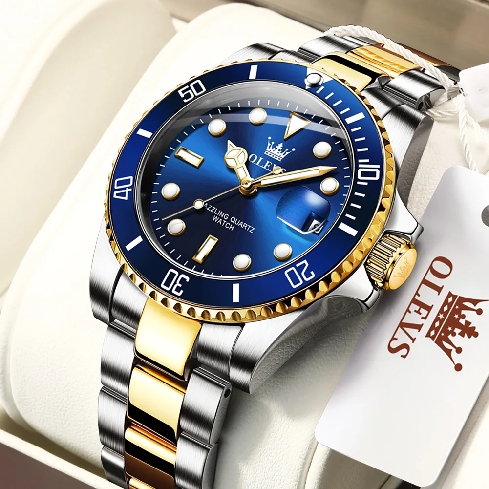 OLEVS Top Brand Men's Watches Trend Fashion Journal Type Original Watch for Man Waterproof Luminous Date magnifying Date Reloj