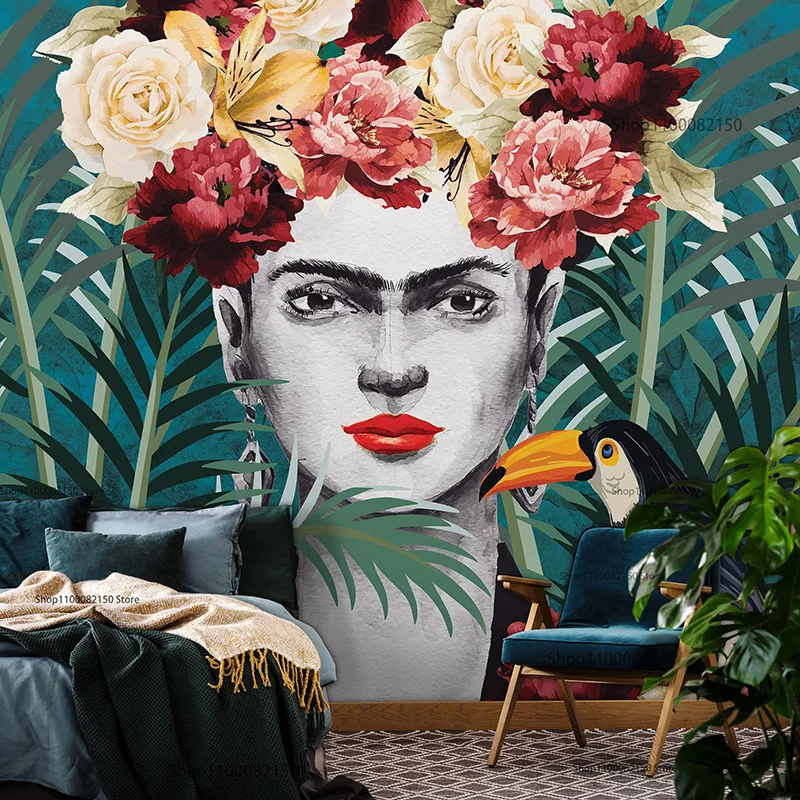 Frida Tapestry Fabric Wall Hanging Beach Room Decor Moxico Women Cloth Carpet Yoga Mats Flower Sheet Sofa Coperta