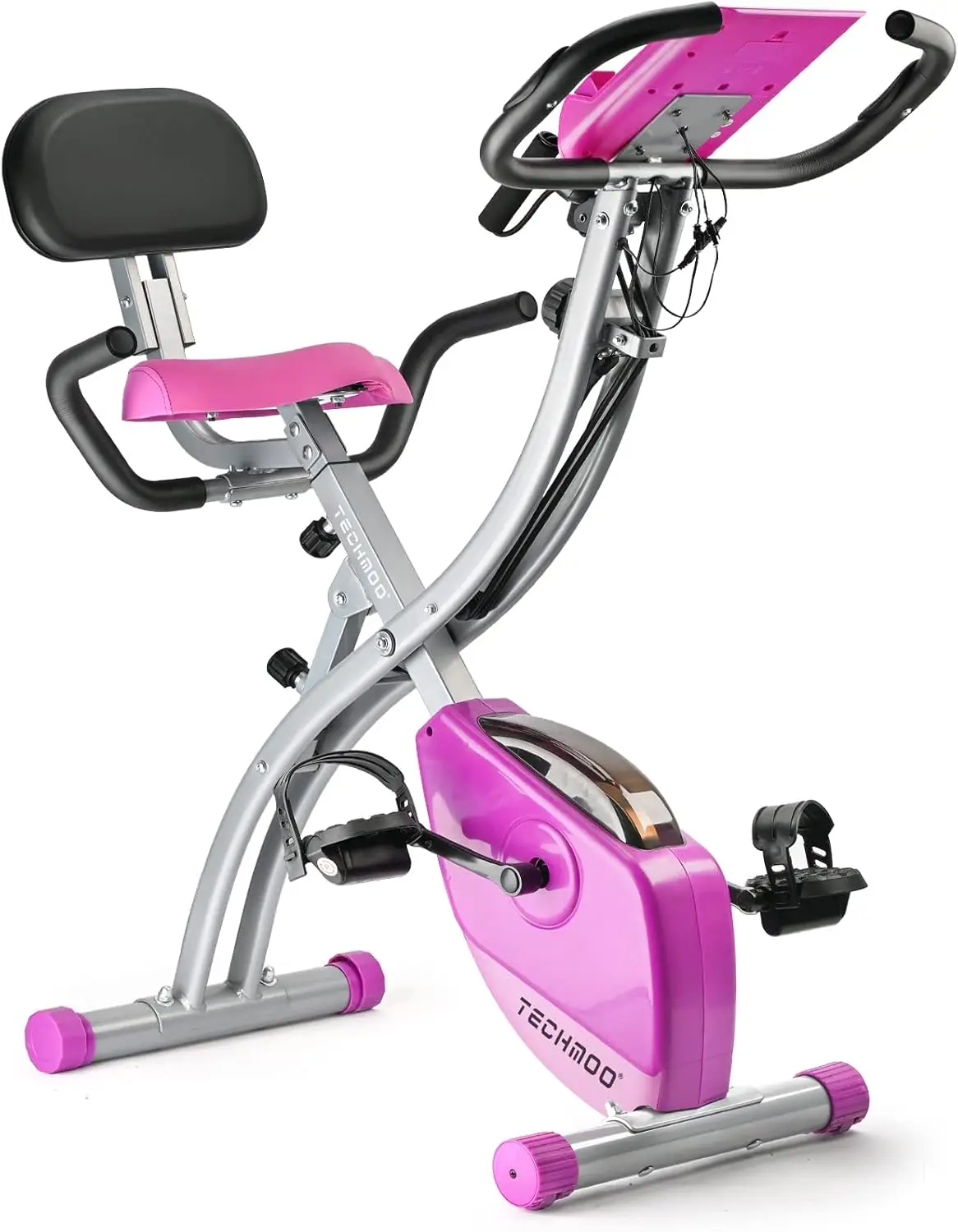 Exercise Bike Portable Upright Adjustable Backrest Cycling Recumbent Stationary Bike Slim Indoor Workout Fitness Cardio