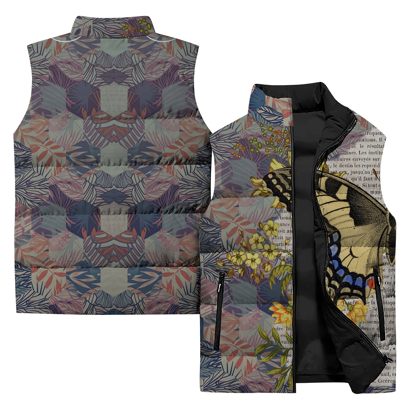 thumbnail image 1 of Abrigos y chaquetas de mariposa para hombre, chaleco vintage de invierno, ligero, resistente al viento y al frío, chalecos cálidos y frescos, abrigo de flores a la moda, 1 of 5
