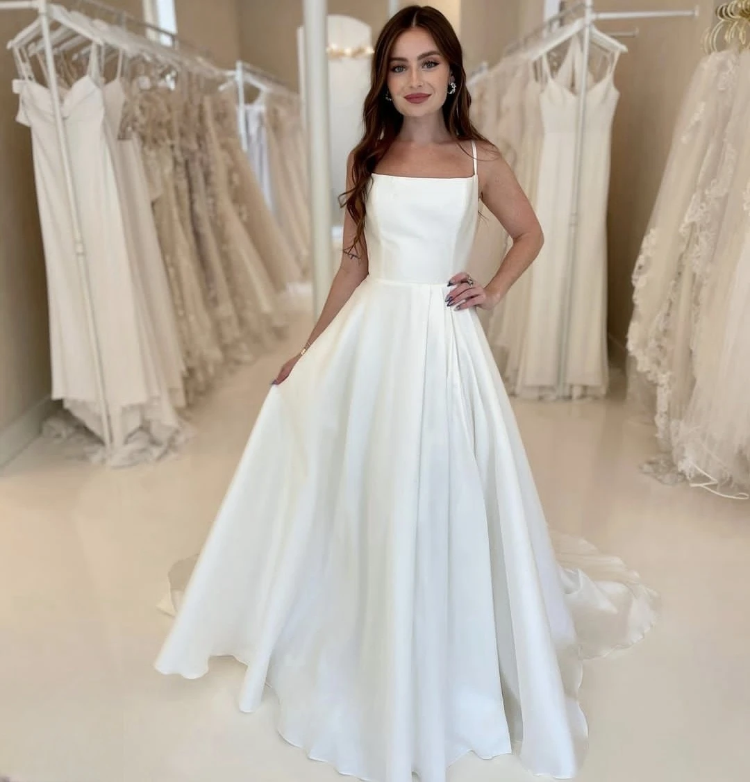 

vestidos de novia Wedding Dress Spaghetti strap A-Line Floor Length Customize To Measures Bridal Gowns Charming Robe De Marie
