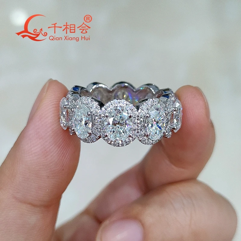 5*7mm oval shape around D white  full band Moissanite 925 silver  Men's women's Ring Luxury Style gift wedding gift datting