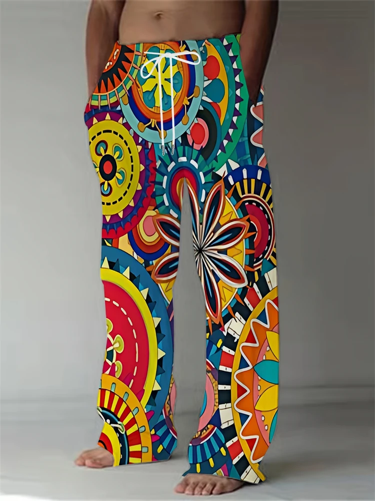 2025 جديد الربيع والصيف الرجال سراويل تقليدية الموضة فضفاضة تناسب الرباط تصميم بناطيل الشواطئ الرجال السراويل الرياضية كبيرة الحجم