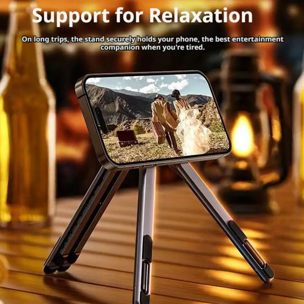 휴대용 노트북 스탠드, 접이식 높이 조절 가능한 컴퓨터 받침대, 아이폰 아이패드 태블릿 노트북용 마그네틱 폰 홀더 포함