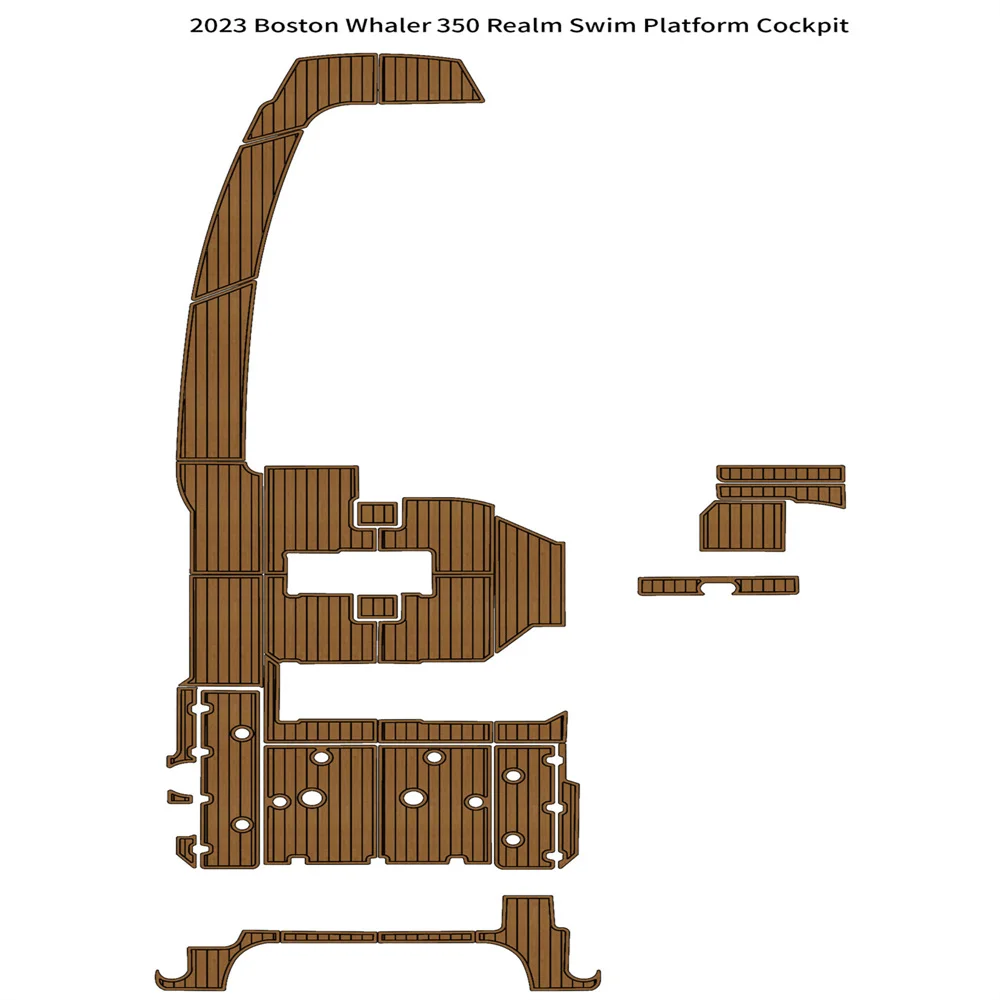 2023 Boston Whaler 350 Realm Swim Platform Cockpit Pad Boat Eva Foam Faux Teak Tappetino Seadek Marinemat Style Autoadesivo