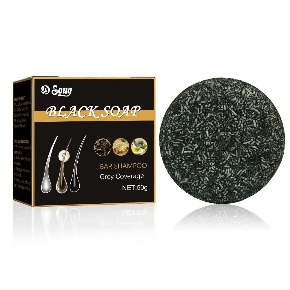 1/3/5pcs Hair Shampoo Soap Polygonum Multiflorum Shampoo Soaps Cover Gray Hair Shampoo Soap To Dye Canas Black Shampoo Bar Soap 6