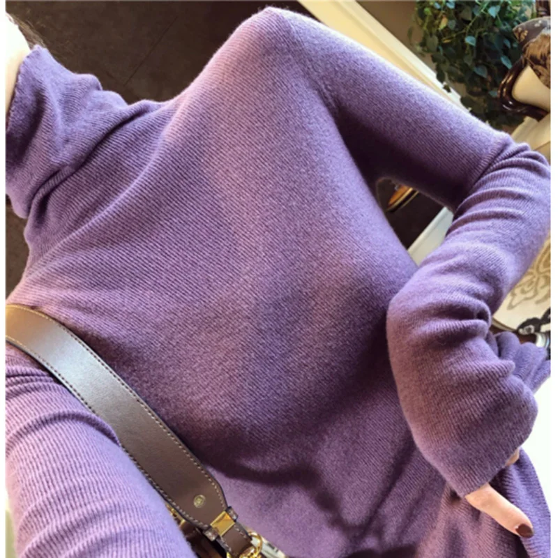 بلوفر نسائي سادة محبوك بأكمام طويلة ، سترات شتوية...