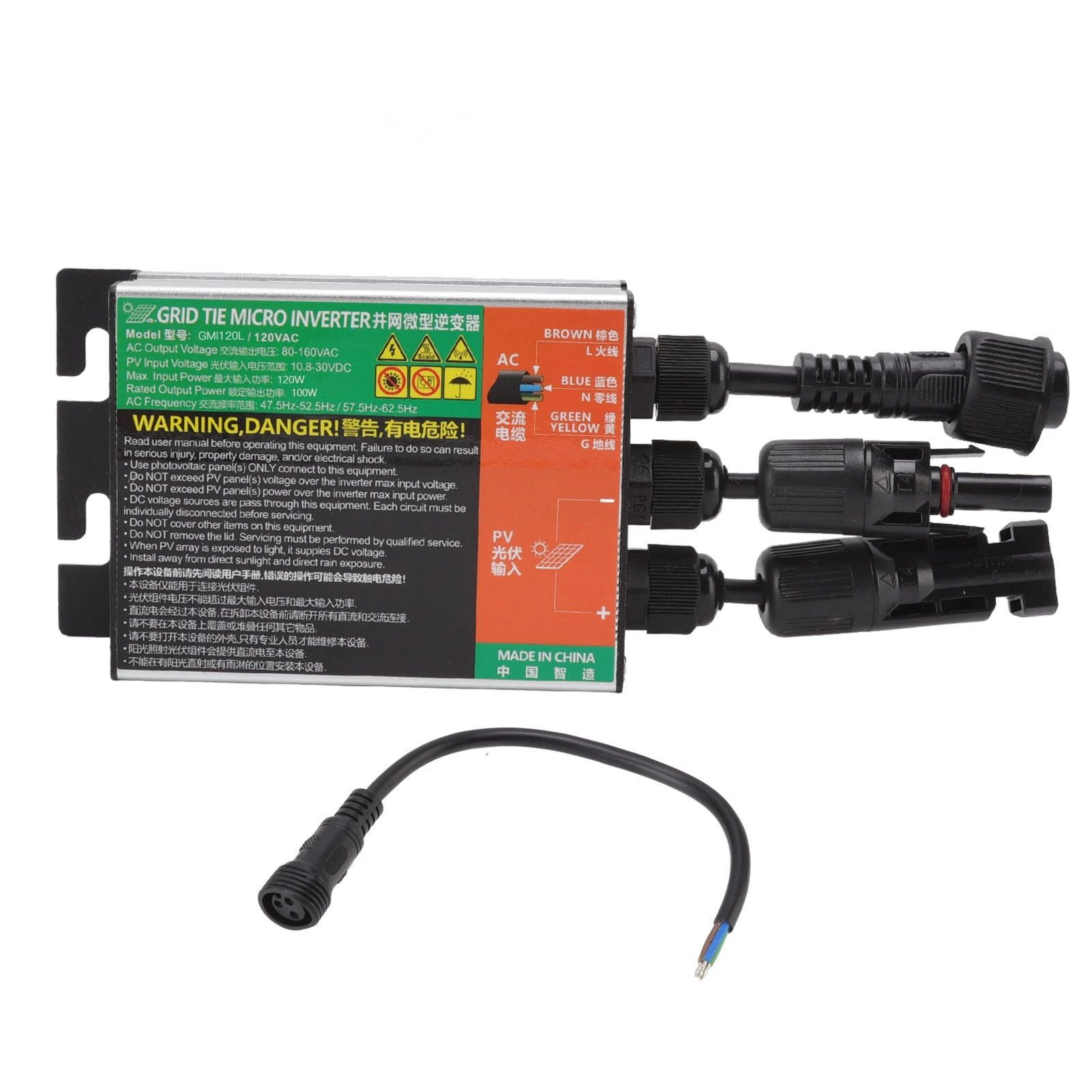 GMI 그리드 타이 마이크로 인버터 태양광 PV 알루미늄 합금 IP55 다중 보호 20x7.7x3.6cm