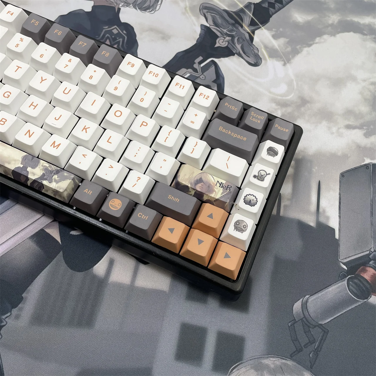 Nier Automata Teclado Mecânico 2b 128 Key Cap Pbt Dye Sublimação Cherry mx Interruptor do Eixo Cruz Capa Keycap Presente - Imagem 4