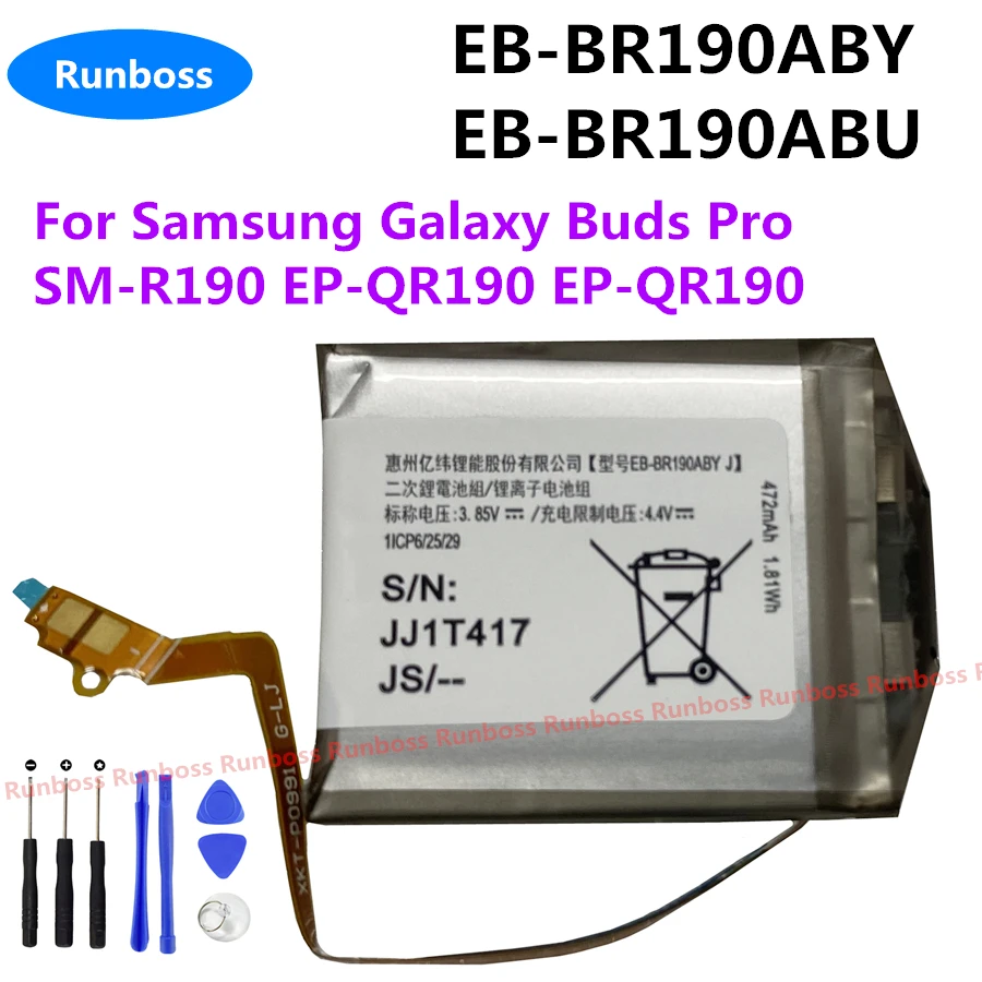 Nuova Batteria Di Ricambio Eb-Br190Aby Eb-Br190Abu 472Mah Per Batterie Per Auricolari Samsung Galaxy Buds Pro Sm-R190 Ep-Qr190 Ep-Qr190