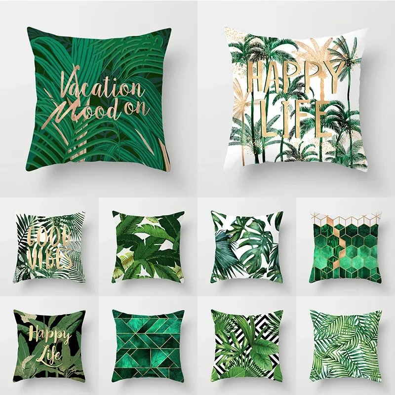 

3pcs Nordic Tropical Plant Leaf Peach Skin Plush Pillow Cover Home Fabric Sofa Car Pillow Cushion Cover 45x45cm