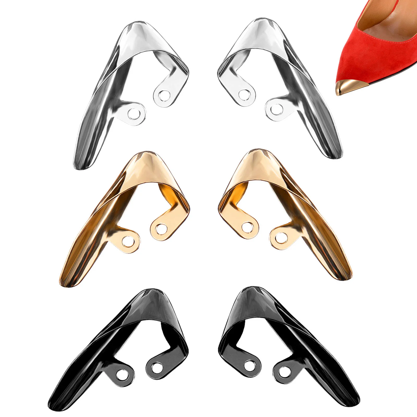 6 Pcs Crease Toe Protector Shoes Pointed Protectors Insoles Metal Women's Boot Heels 5