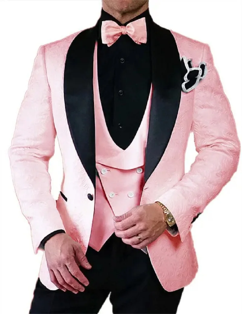 Men's Wedding Suit Italian Design Black Smoking Tuxedo 3-piece Set (coat Vest Pants) Men's Groom Terno