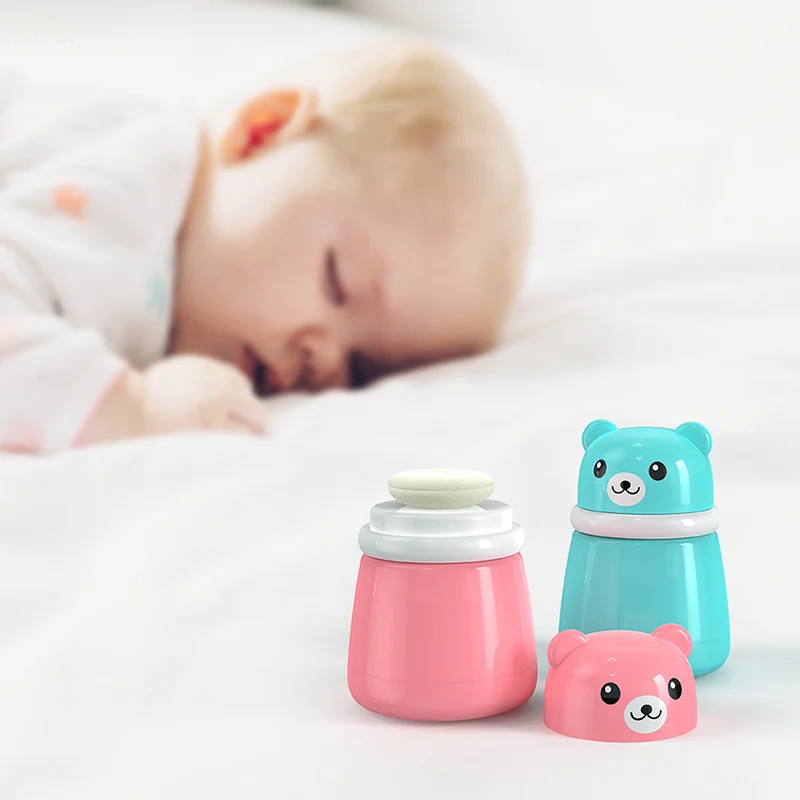 

Children's Cute Cartoon Bear Baby Puff Box Talcum Powder Prickly Heat Powder Storage Empty Box Portable Container Travel Daily