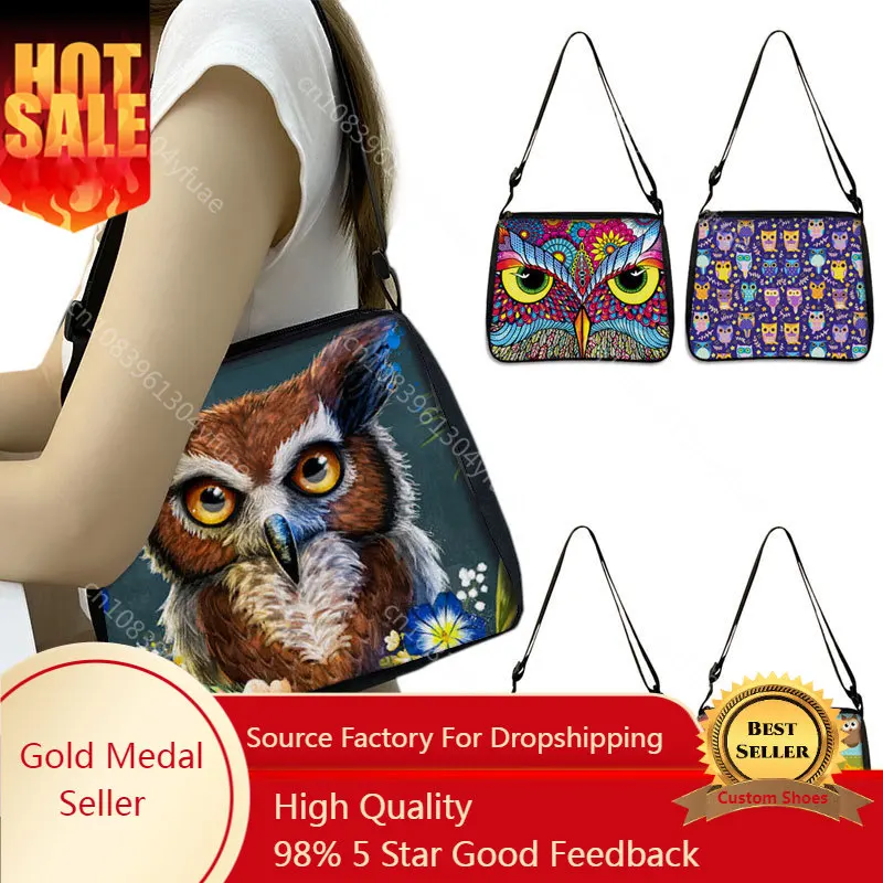 

Сумка на плечо с милым мультяшным принтом совы, Женская Повседневная сумка, Холщовый клатч, портативные сумки-мессенджеры, милая сумка-тоут для покупок