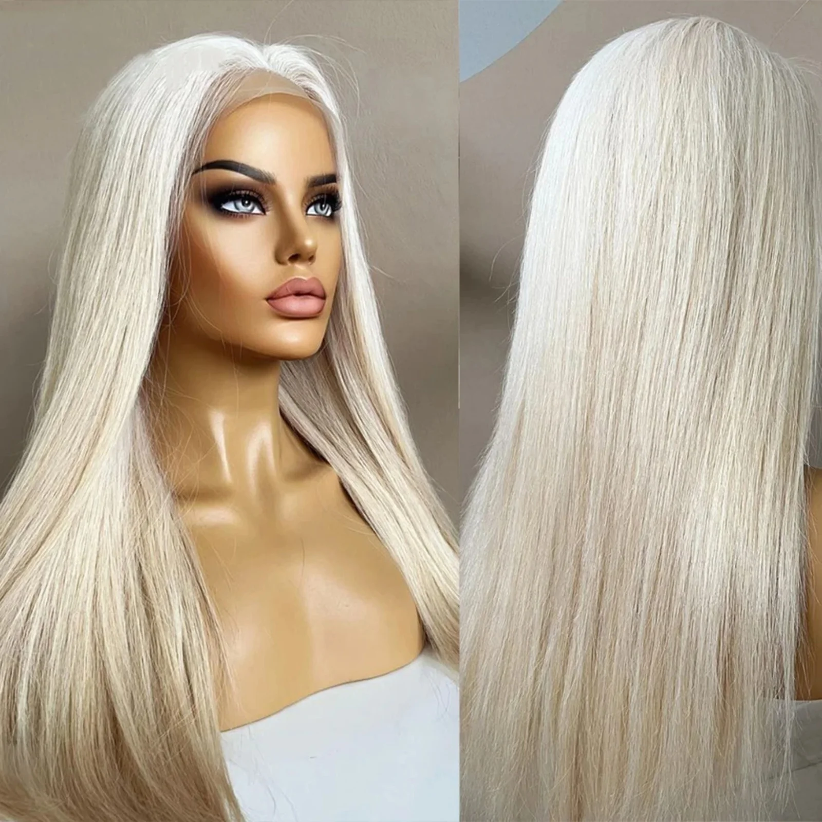 Long Silky Straight Synthetic Lace Front Wig Middle Part 13X4 Frontal Heat Resistant Fiber Colored Wigs for Women Cosplay Party