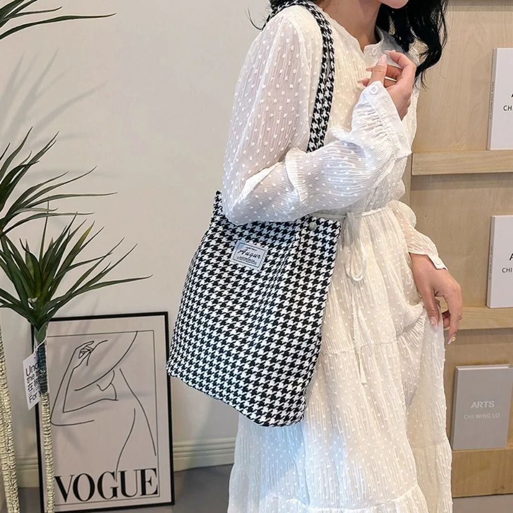 

Вместительная женская сумка для покупок, новинка, подходящие ко всему клетчатые сумки через плечо с цветочным узором, сумка-мессенджер из хлопчатобумажной ткани