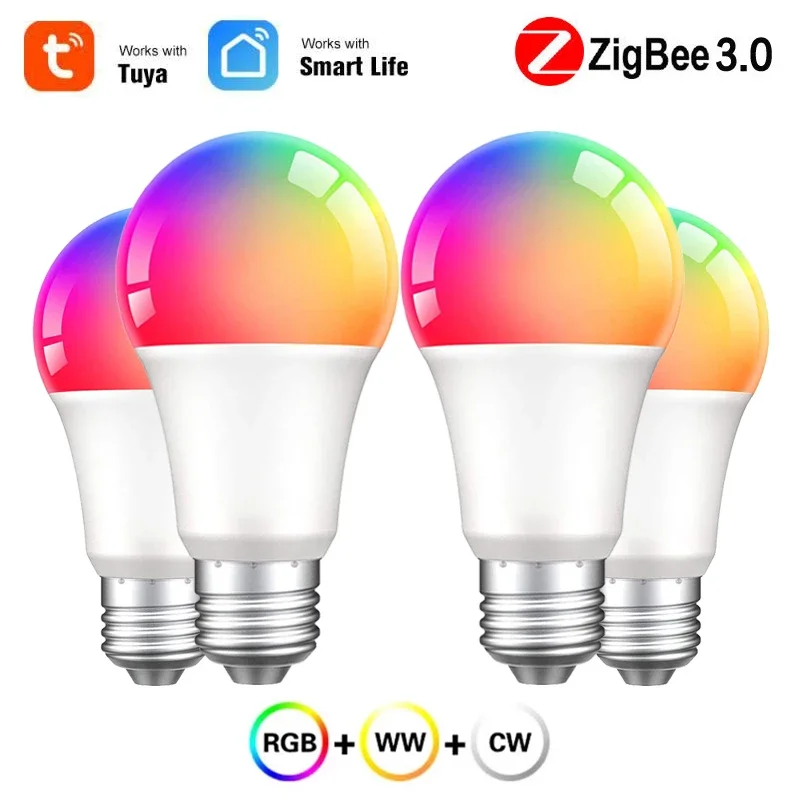 E27 Zigbee Led Bulb Tuya Smart Home 12w Lamp Rgb+ww+cw Dimmable Lights