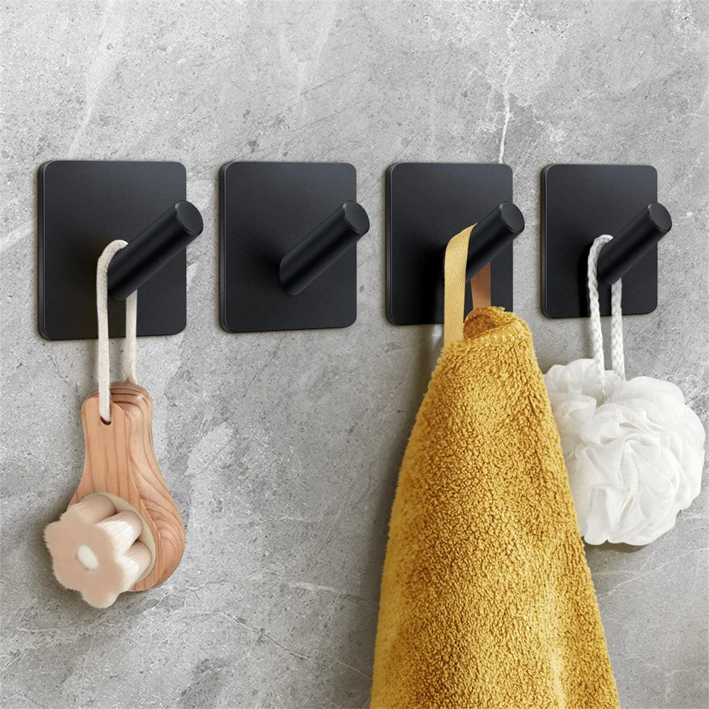 3pcs Adhesive Wall Hooks Mounted Door Key Cloth Coat Bathroom Cloth Coat Robe Hanger Kitchen Hardware Rack Shelf Bag Hook 6