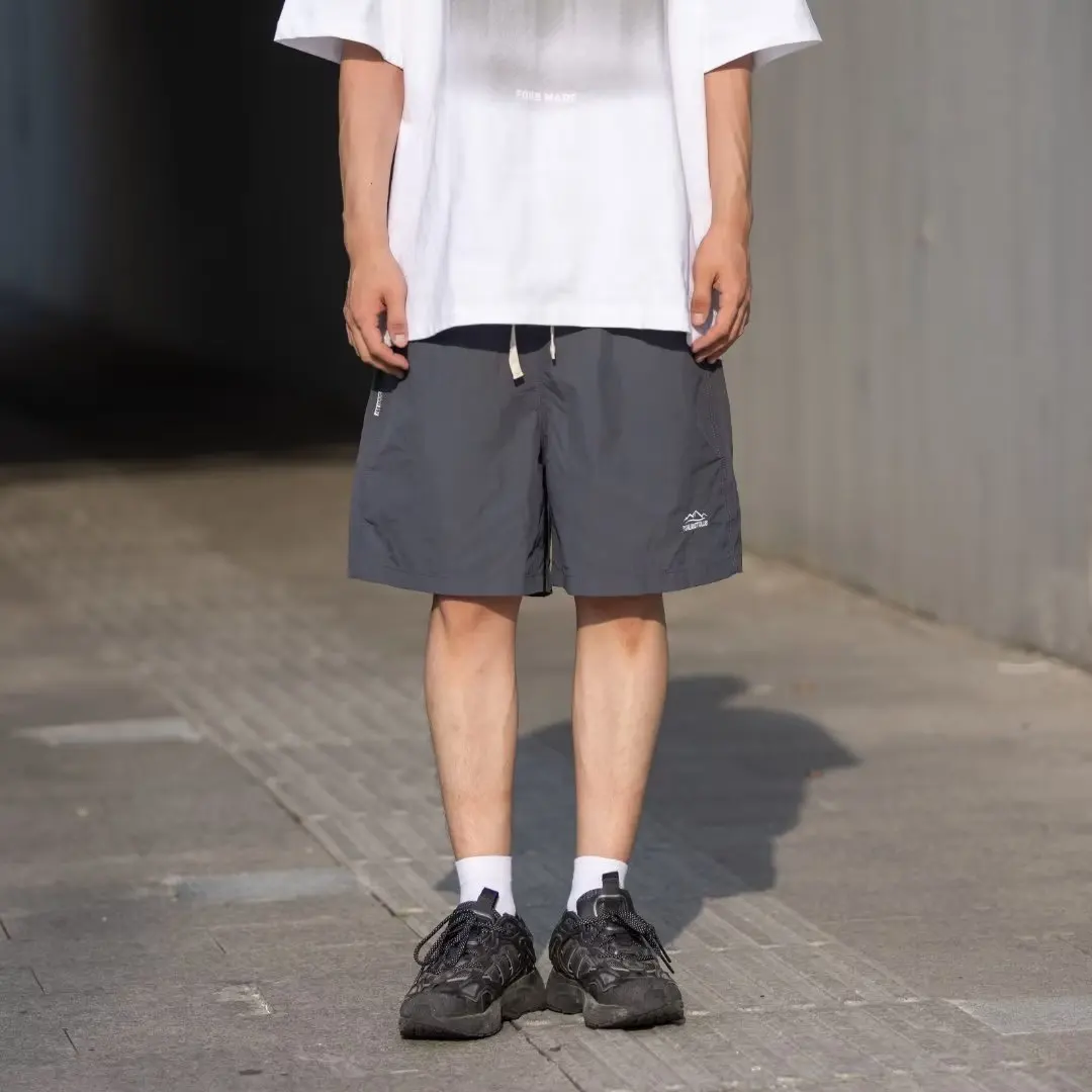Summer Korean Version Solid Color Men High Street Fashion Quick Drying Loose Casual Sand Motion Multicolor Elastic Waist Shorts