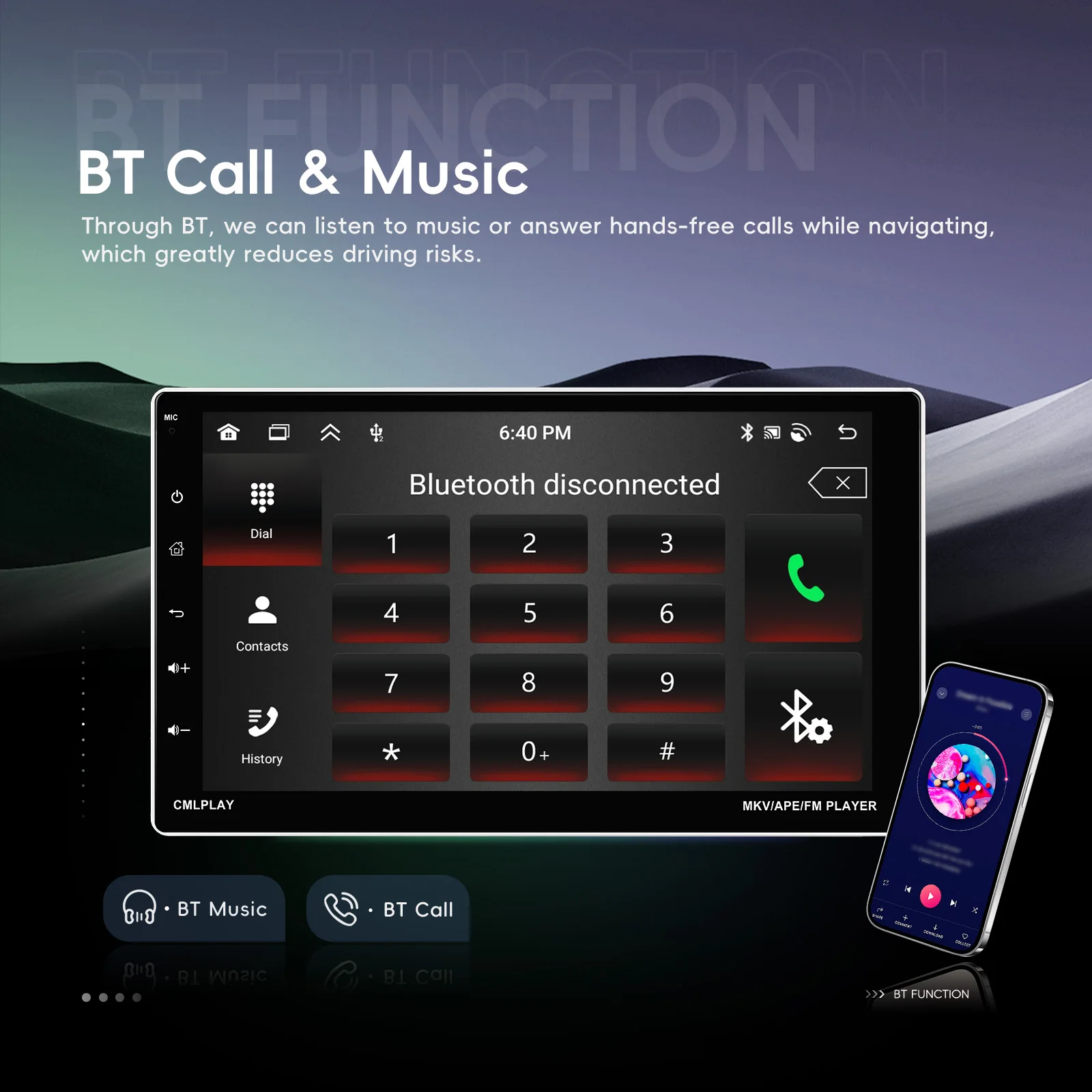 Podofo Radio de Coche Universal Android 15.0 de 9 Pulgadas con Carplay Inalámbrico, Pantalla Táctil WIFI, Unidad Principal Android para Coche, BT, DAB+, USB, Cámara de Visión Trasera, Sistemas Multimedia Inteligentes para Coche 7