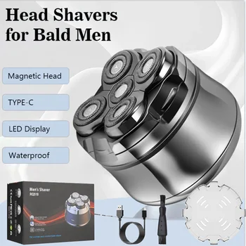 Rasoi per la testa ricaricabili per uomini calvi Rasoio elettrico magnetico per il viso, Rasoio a batteria con display a LED Rasoi per testina trimmer impermeabili 1