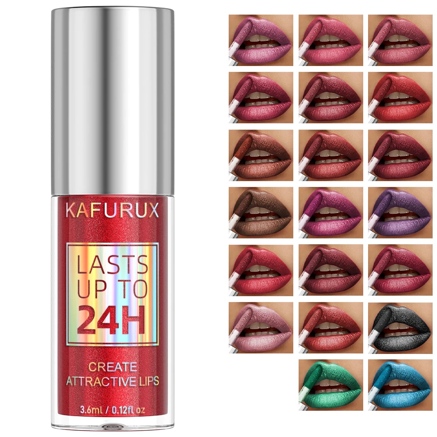 Vernis à lèvres à paillettes, 20 couleurs, brillant à lèvres scintillant, liquide scintillant, maquillage longue durée pour femmes, Gif