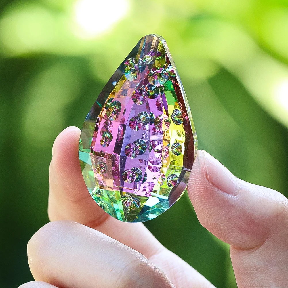 Speckled Multicolored Crystal Feng Shui Pendant Prism Sun Catchers Diy Wedding Decor Home Wedding Party Decoration Ornament