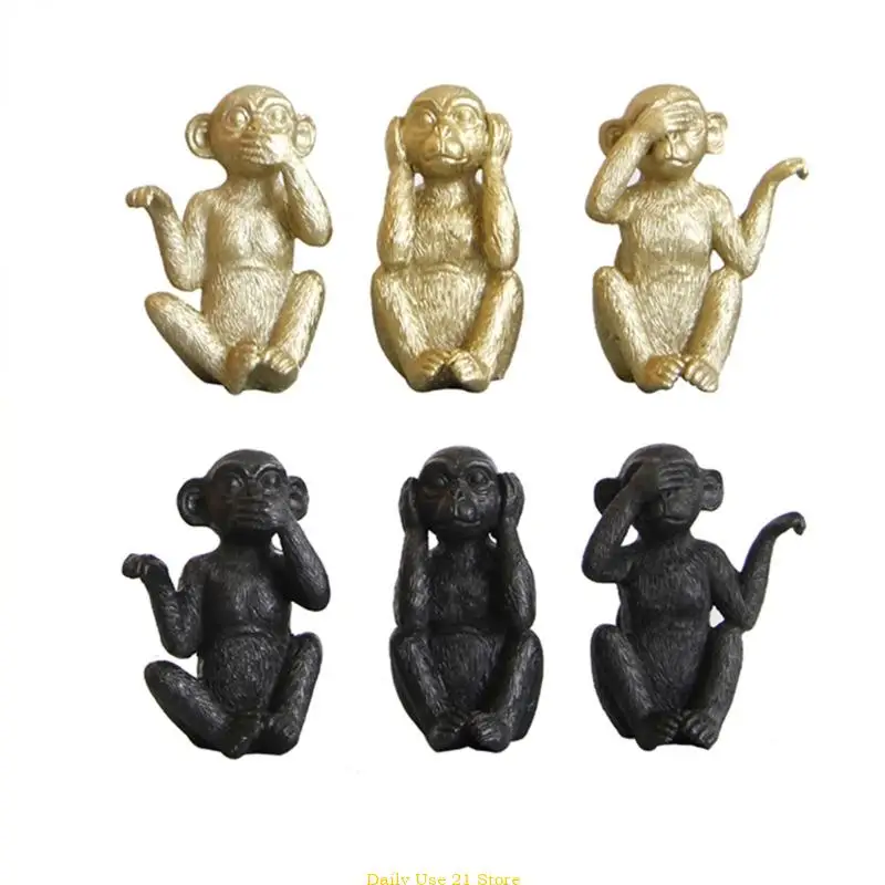 

3pcs/set Miniature Monkey Figurines Home Decorative Ornament Crafts