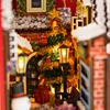 DIY Wooden Winter of Christmas Book Nook Shelf Insert Miniature Model Kits With Furniture Lights Bookshelf Bookend Friends Gifts 5