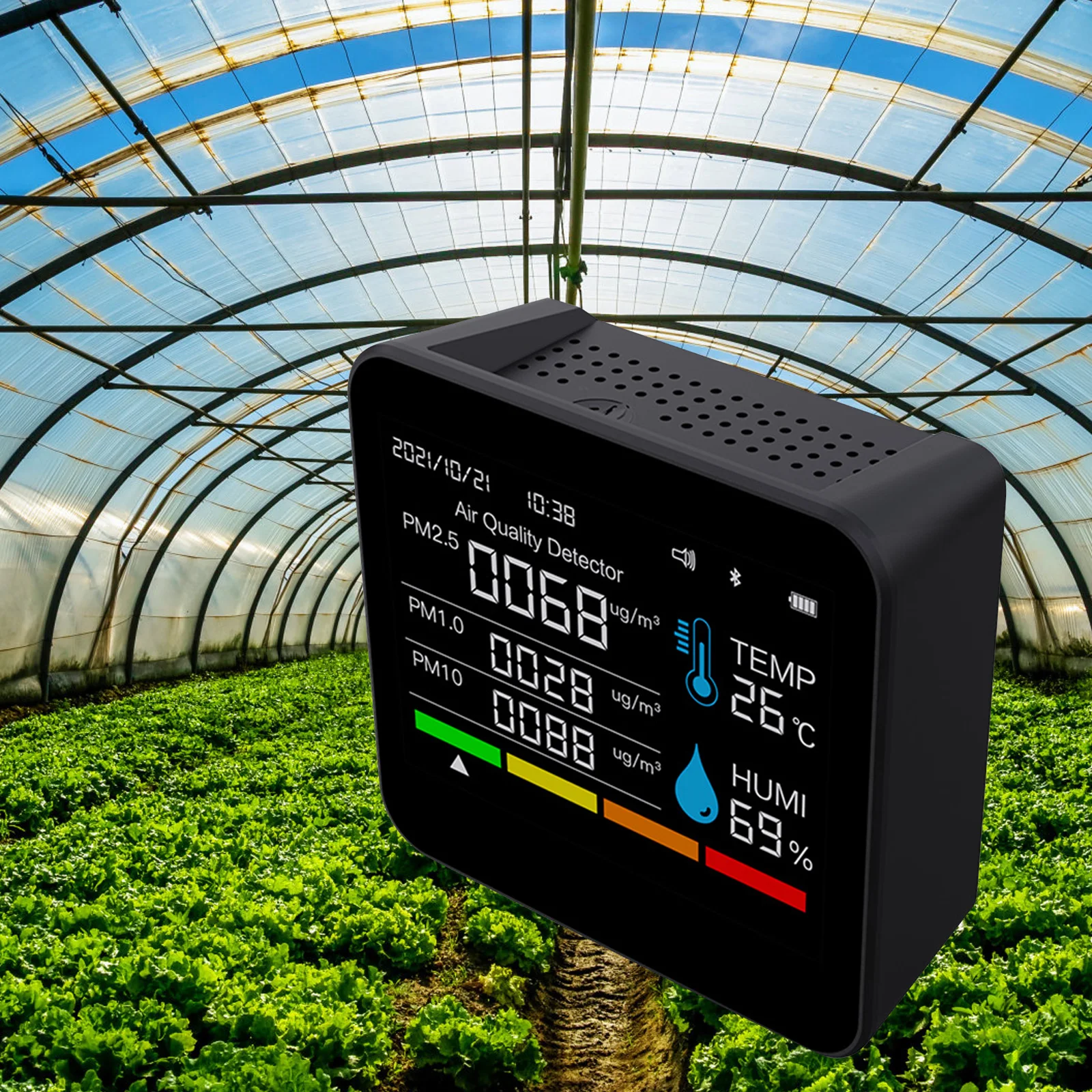

9IN1 Air Quality Meter with Ambient Temperature and Humidity 2000mAh Rechargeable Lithium Battery Air Analyzer for Offices Farms