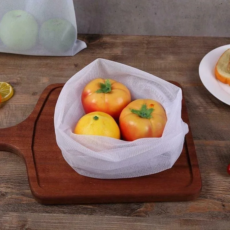 5pcs Reusable Storage Bags Washable Fruit Vegetable Mesh Bags Storage Net Bag Grocery Bags Produce Storage Bags Plastic Ziplock Bags Kitchen Food Organizer Home Toys Grocery Storage Packaging Pouch