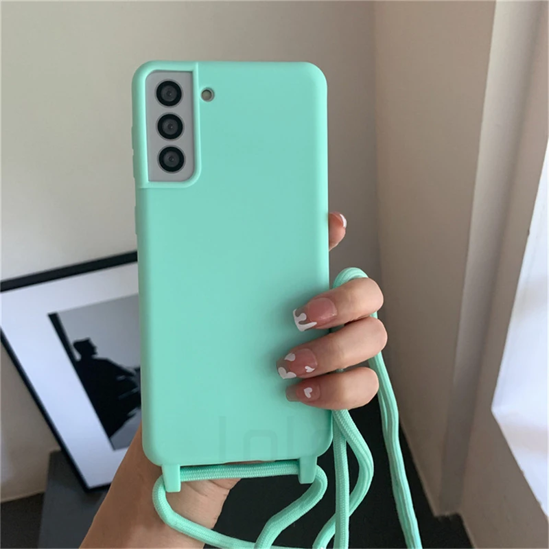 Soft Silicone Lanyard Cord Strap Phone Case with Rope Cover
