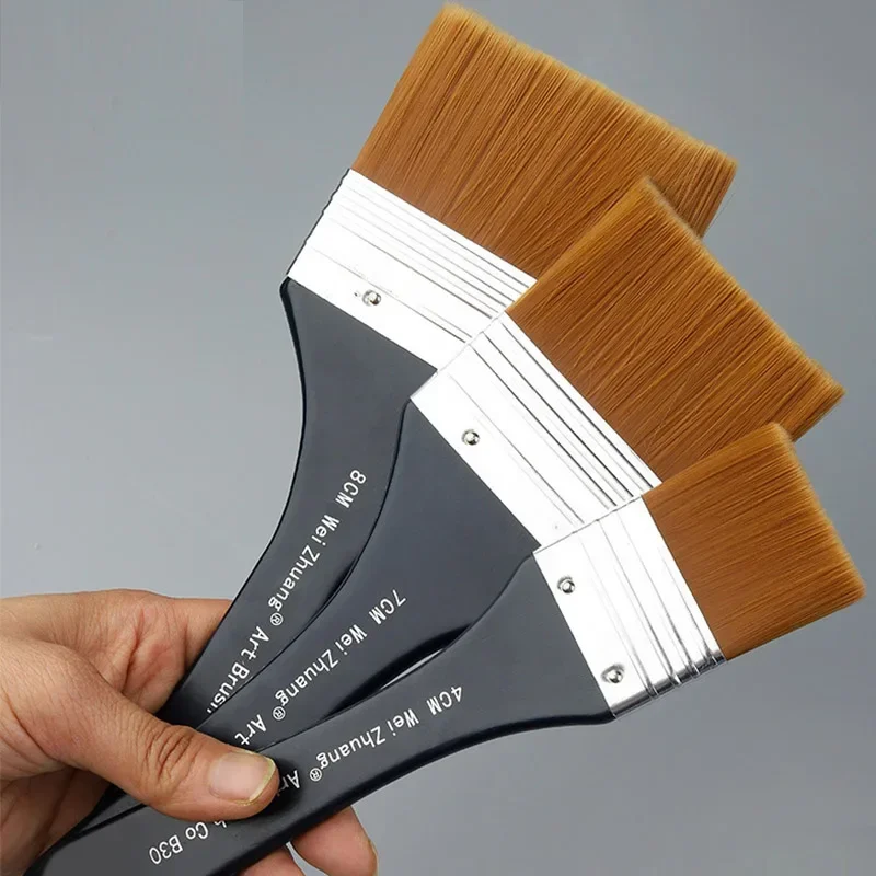 6 Styles Watercolor Oil Art Paint Brush Nylon Hair Painting Art Brush Easy To Clean Wooden Cleaning Brush 3
