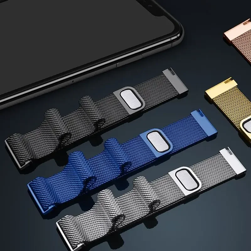Magnetic Metal Mesh Smartwatch Wristband - 22mm Strap Bracelet