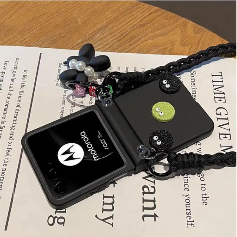 Luxury Crossbody Lanyard Hinge Phone Case with Cute Dog Pendant Decoration