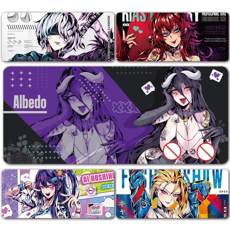 Sexy Anime Girls Succubus Albedo Ahegao Mousepad Table Mat Gaming XXL Mouse Pad Keyboard Carpet Desktop Mat Hentai Pad
