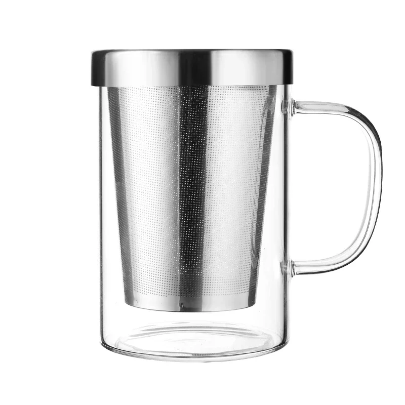 large capacity Tea separation cup Teacup Office with handle Stainless steel tea filter home creative drinking cup dustproof lid tea strainer tea filter