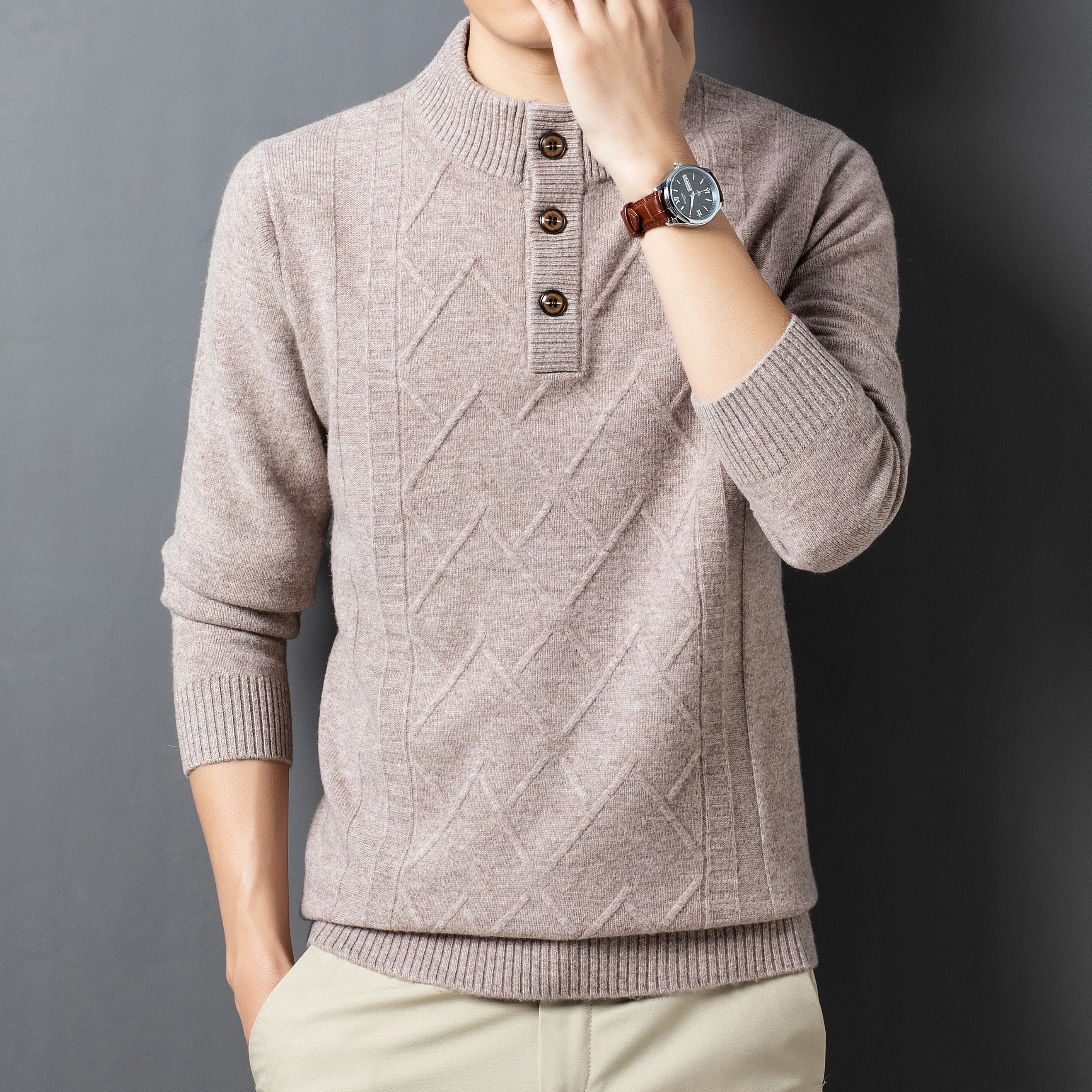 패션 겨울 100% 캐시미어 니트 스웨터 따뜻한 울 풀오버 터틀넥 Roupas Masculinas 풀오버, 남성 캐주얼 점퍼, 2023