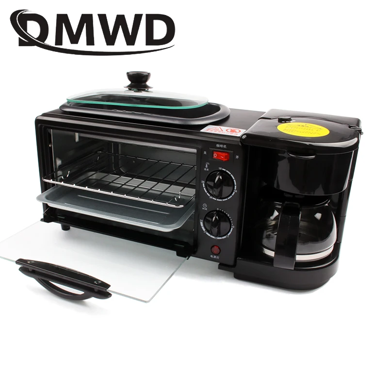 110V/220V 3-in-1 Breakfast Machine Drip American Coffee Maker Cooker Teppanyaki Bread Pizza Oven Egg Omelette Frying Pan Toaster 3