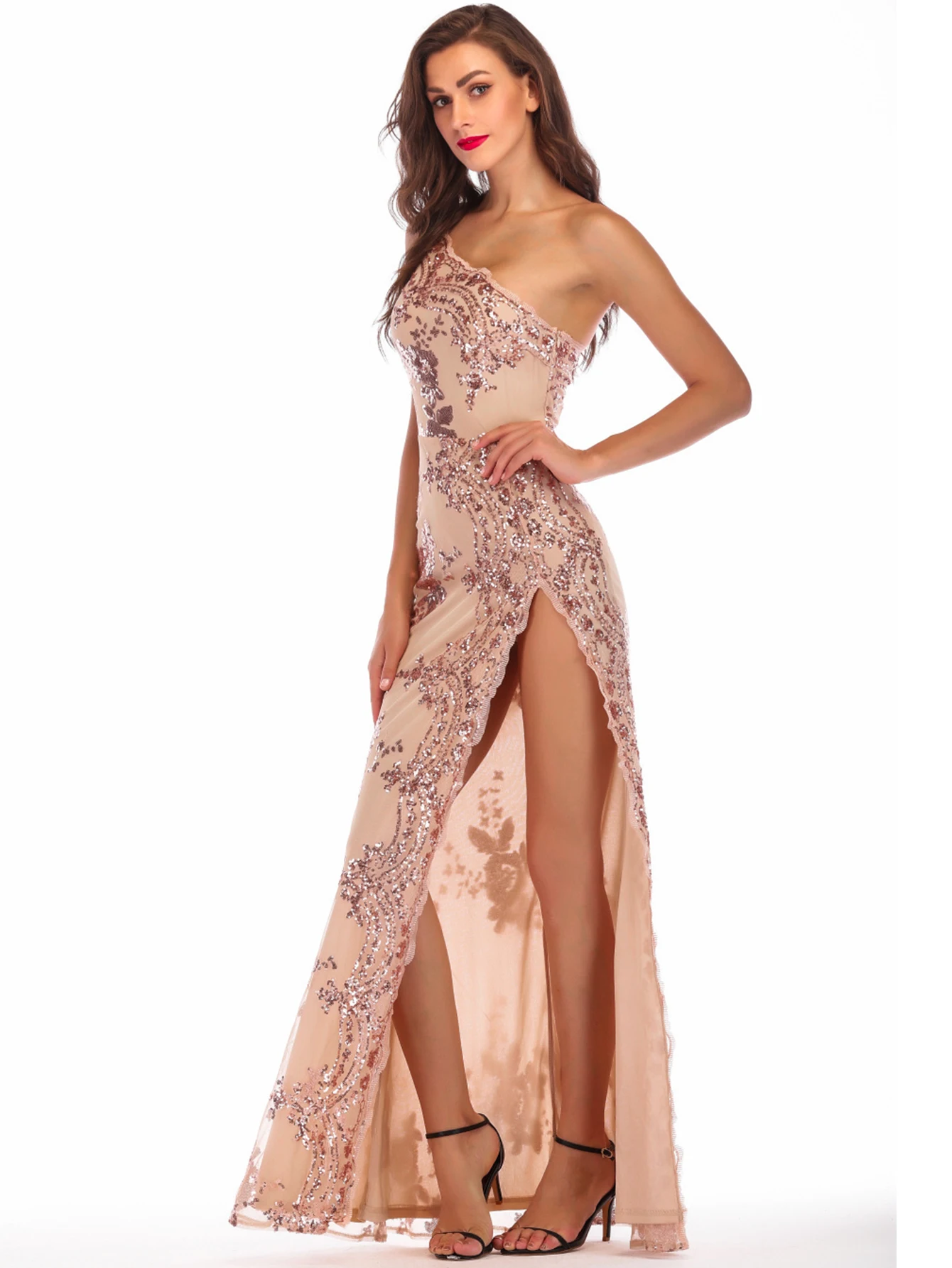 Sexy One shoulder Sequins Long dress women summer party dress elegant robe  femme luxury Night club bodycon maxi dresses vestidos - AliExpress 200000345