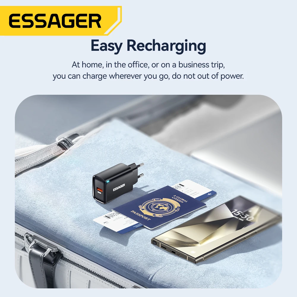 Essager 45W USB A Charger QC3.0 PD Fast Charging Wall Charger For Samsung Galaxy S24 S23 Xiaomi 15 iPad Vivo USB A Quick Charger