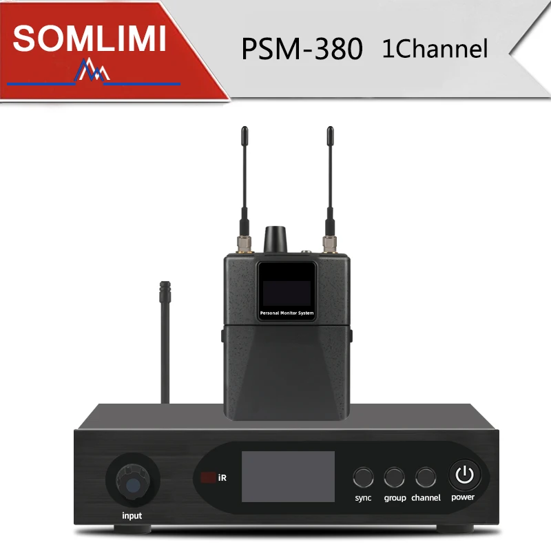 

SOMLIMI PSM380 Stereo UHF Professional In Ear Wireless Monitoring System Sound Recording Accompaniment Stage Performance