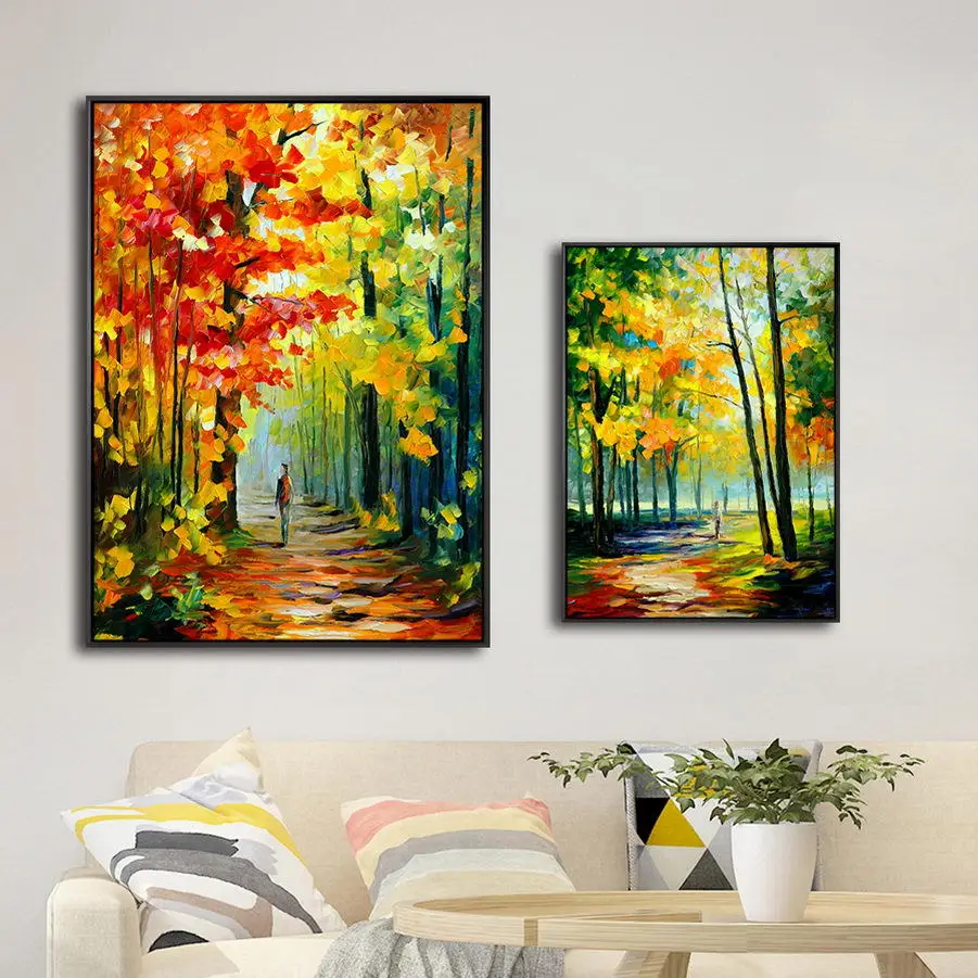 

Large Hand-Painted Oil Paintings Dense Nature Forest Wall Art On Canvas Abstract Tree Modern Home Decor Landscape Artwork Painti