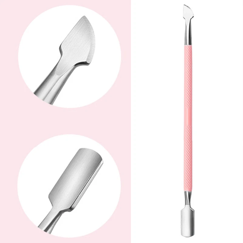 Stainless Steel Cuticle Pusher Dead Skin Remover Cleaner Dual Head Pink Nail Trimmer Professional Manicure Nail Art Care Tools nail care kit manicure tools manicure pedicure kit manicure set nail art pusher nail manicure tools manicure pedicure tools cuticle pusher dead skin remover pedicure tools