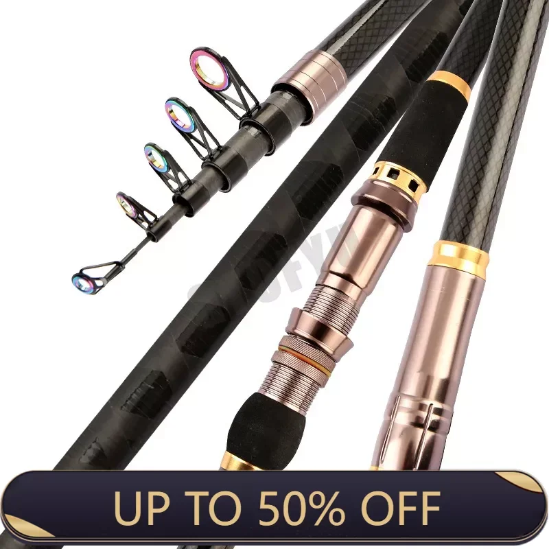 

2.1M-4.5M Carbon Fiber superhard Telescopic Fishing Rod strong Portable Spinning Fishing Rod Travel Sea Boat Rock Fishing Rod