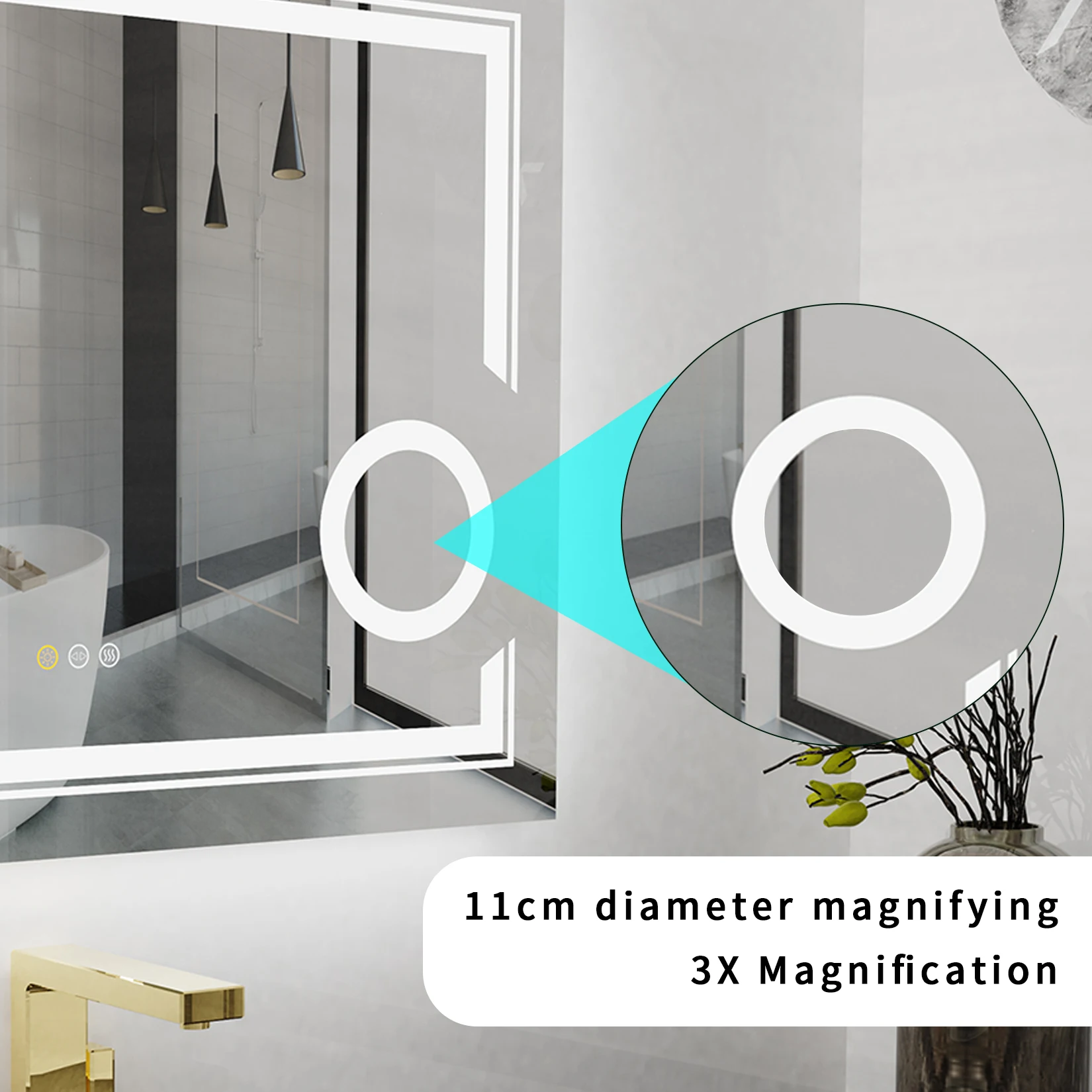 LUVODI LED Mirror Bathroom Wall Mounted 3 Magnifying Mirror for Washroom Toliet Shower Vanity Makeup Shaving Mirrors 5