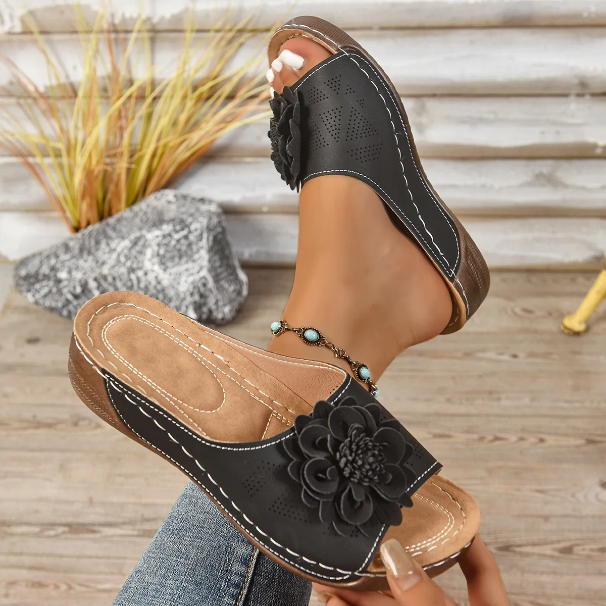 Women's Sandals Soft Heels Sandals Summer 2025 Casual Wedges Heeled Shoes Women Elegant Low Platform Slippers Sandalias Mujer